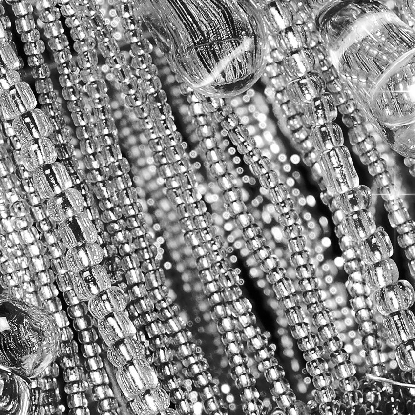 Muye artisanal lighting with metal and cascading glass pearls